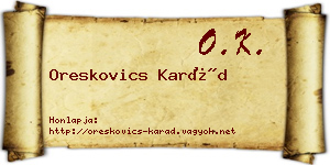 Oreskovics Karád névjegykártya